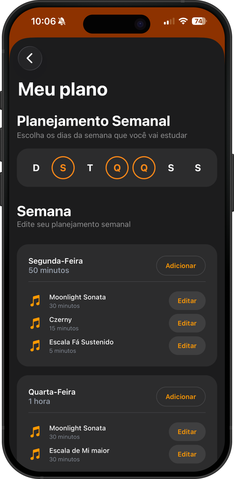 Tela de metas