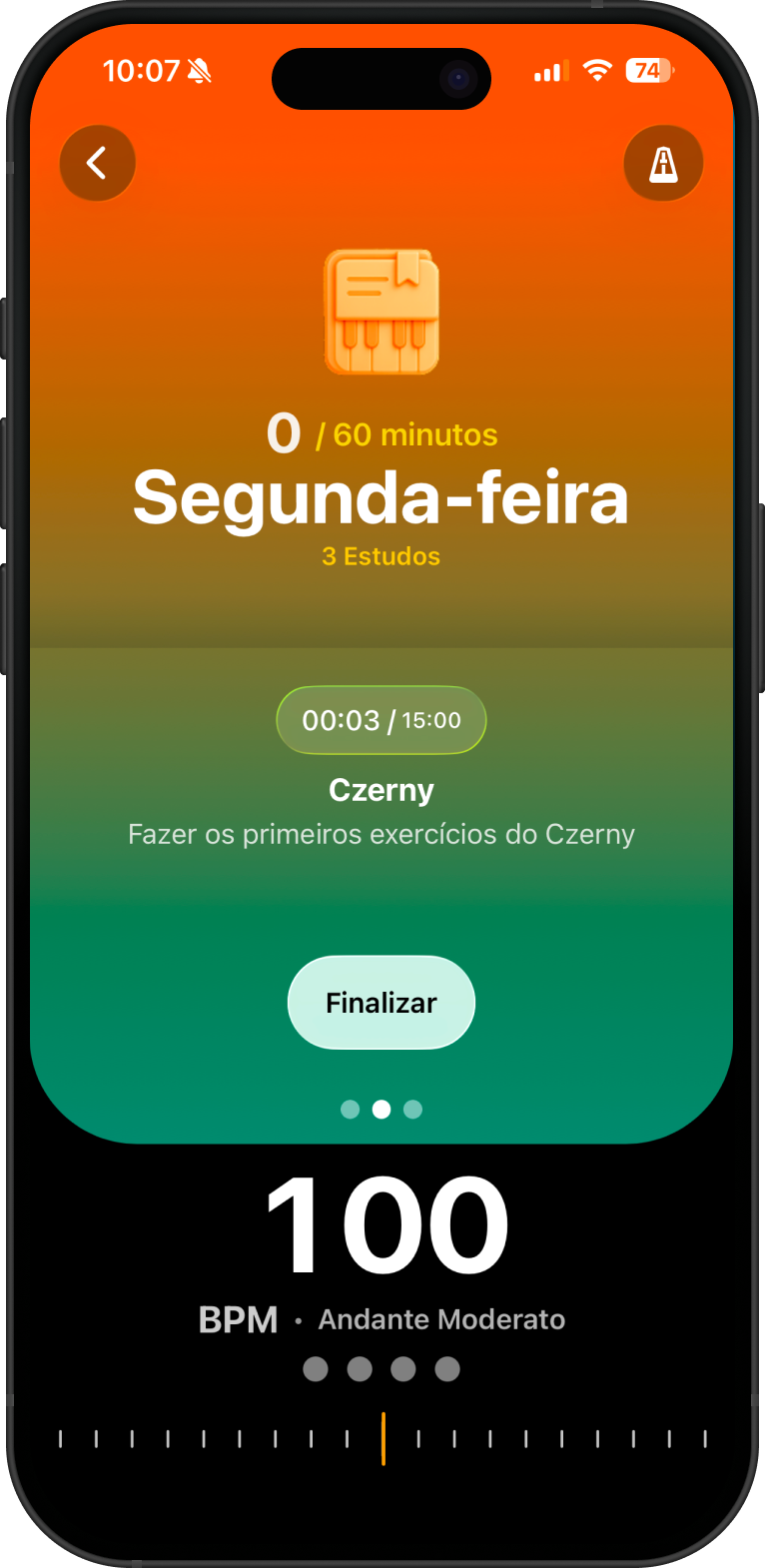 Tela de estudo em andamento